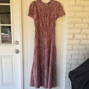 Red floral maxi dress